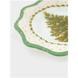 Десертная тарелка новогодняя Доляна «Рождественская ель», d=20.5 см, h=1.5 см, стекло, зелёная