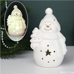 Фигурка Снеговик с подсветкой 13 см новогодний / YZ24719 /уп 48/LED