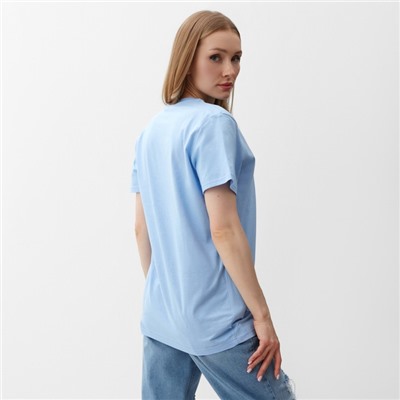 Футболка женская, цвет голубой, размер 52