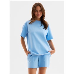 Костюм женский (футболка, шорты) MINAKU: Casual Collection, голубой, размер 48