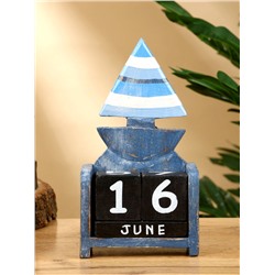 Календарь настольный «Кораблик», 11×5.5×19 см, дерево, синий