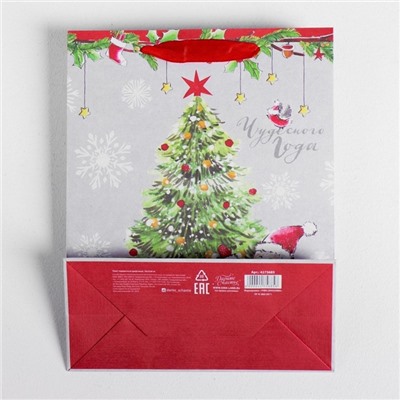 Пакет подарочный новогодний крафтовый «Новогоднего чуда», 23×27×11.5 см