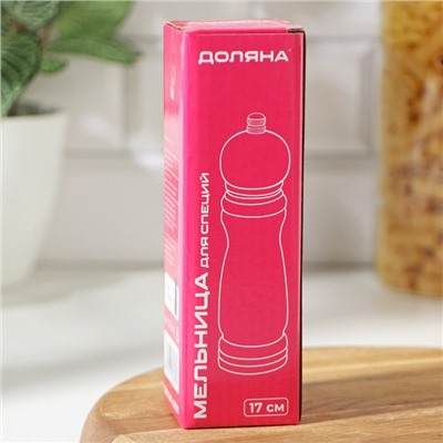 Мельница для специй Доляна, 17×4.5 см, металлический механизм, цвет коричневый