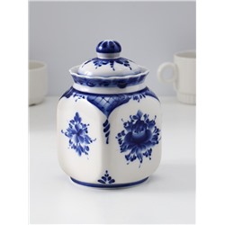 Банка для хранения сыпучих продуктов «Каскад», 16.5 см, 0.95 л, автор Шибаев С., фарфор гжель