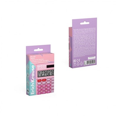 Калькулятор  8 разрядов 88х58 мм PC-101 Pastel розовый карманный 62007 ErichKrause