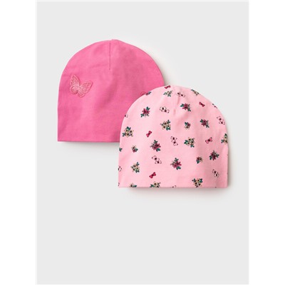Шапка детская трикотажная для девочек, 2 шт в комплекте