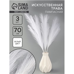 Сухоцветы искусственные «Пампасная трава», 70 см, 3 шт., белый