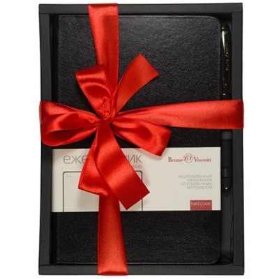 Подарочный набор Ежедневник недатированный А5 272 стр. "MEGAPOLIS" (ЧЕРНЫЙ)+ ручка 3-281/02-2 Bruno Visconti