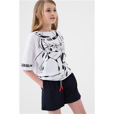 Комплект трикотажный для девочек: фуфайка (футболка), шорты PLAYTODAY, 1241358