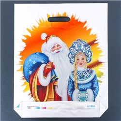 Пакет подарочный новогодний «Сказочные гости», полиэтиленовый с вырубной ручкой, 38×45 см, 50 мкм