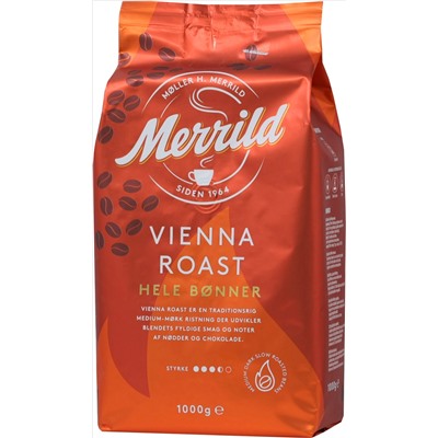 Merrild. Vienna Roast (зерновой) 1 кг. мягкая упаковка