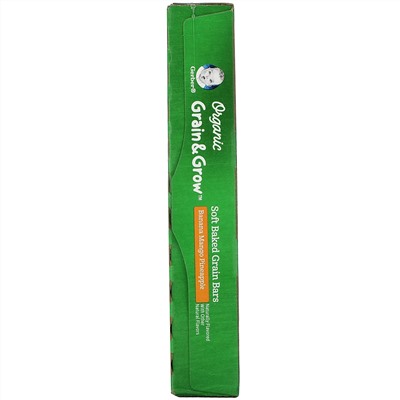 Gerber, Organic, Grain & Grow, мягкие запеченные зерновые батончики, от 12 месяцев, со вкусом банана, манго и ананаса, 8 батончиков по 19 г