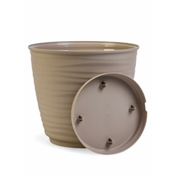 Горшок для цветов с поддоном Saffron, 9.1 л, d=26.7 см, h=24.5 см, пластиковый, бежевый