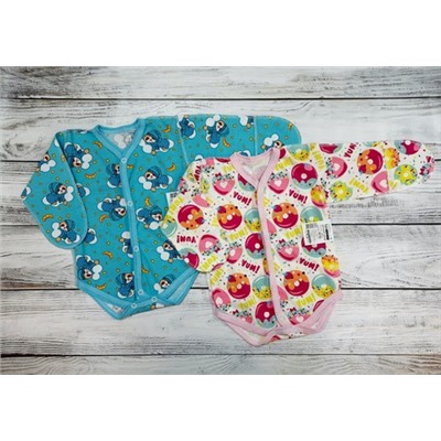 Боди цветное д/рукав " Кнопа" (кулирка)