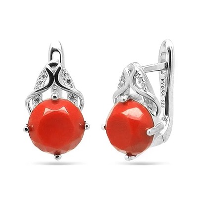 Серьги из серебра коралл, МЦВ236
