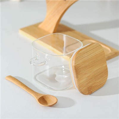 Набор банок для сыпучих продуктов «Эко», 20×10×25 см, на подставке, 3 шт.