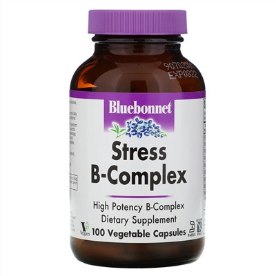 Bluebonnet Nutrition, Stress B-Complex, 100 растительных капсул