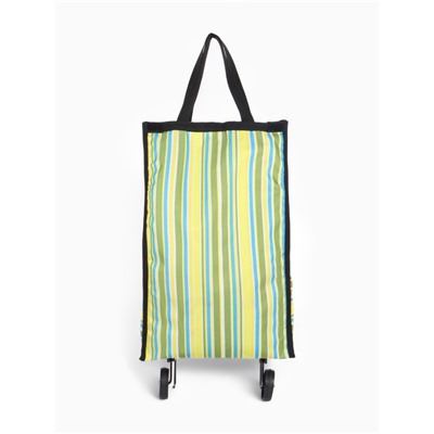 Сумка хозяйственная складная на липучке, 2 колеса, наружный карман, 32×13×52 см, зелёная