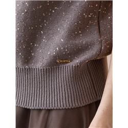 Джемпер с цельнокроенным коротким рукавом из хлопковой пряжи с пайетками.