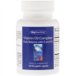 Allergy Research Group, Vitamin D3 Complete , 120 Fish Gelatin Capsules