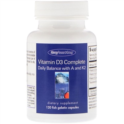 Allergy Research Group, Vitamin D3 Complete , 120 Fish Gelatin Capsules