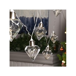 Гирлянда «Нить» 3 м с насадками «Лампочки кристалл», IP20, прозрачная нить, 80 LED, свечение тёплое белое, 8 режимов, 220 В