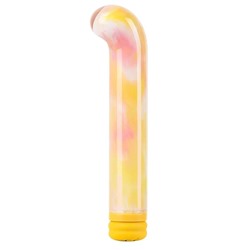 Желтый компактный вибратор из стекла Magic Cane - 12 см.