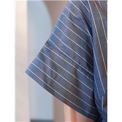 Блузка в полоску с цельнокроеным коротким рукавом из легкого хлопкового поплина