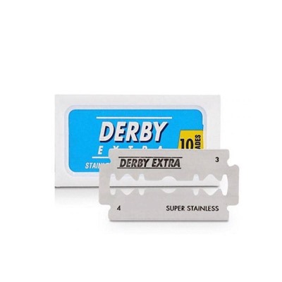 Лезвия для бритья классические двусторонние Derby Extra Blue 10шт. (1X10шт. =10 лезвий) (Pillar Box.)
