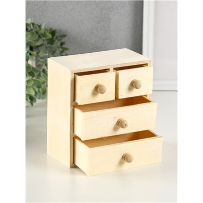 Шкатулка для росписи дерево «Комод», 4 ящика 14×15.5×7.5 см