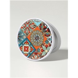 Зеркало складное «Витраж», d=7.3 см, с увеличением х2, оранжевое/синее