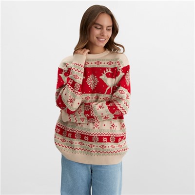 Свитер вязаный новогодний KAFTAN Scandinavia, размер 42, красный