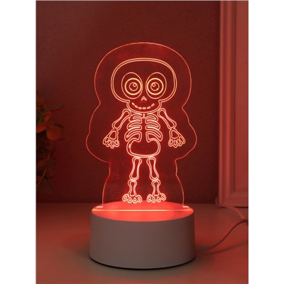 Светильник 3D RISALUX «Скелетик», LED-ночник, RGB, от сети, 9.5×8.5×14.8 см