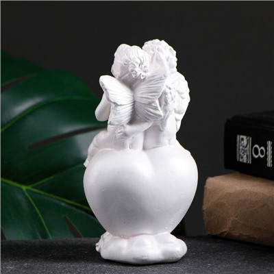 Фигурка гипс «Ангелы на сердце», перламутровый, 14×8×6 см