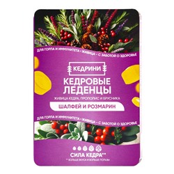 Кедровые леденцы Kedrini, со вкусом шалфея и розмарина, блистер, 6 шт.