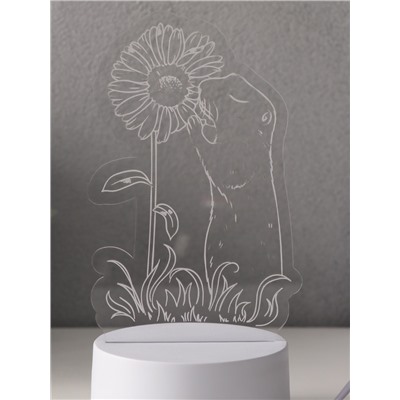 Светильник 3D RISALUX «Суслик и ромашка», LED-ночник, RGB, от сети, 9.5×10.1×17 см