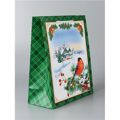Пакет подарочный новогодний ламинированный «У Ёлочки », 26×32×12 см