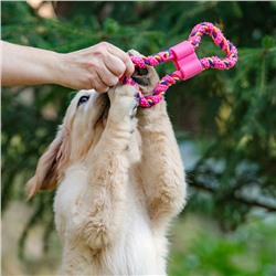 Игрушка витая из резины и каната «Мегакость», 19.5 см, розовая