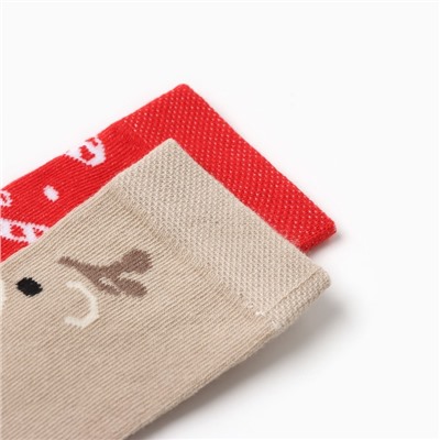 Гольфы детские 2 пары Крошка Я, 10-12 см, бежевый / красный