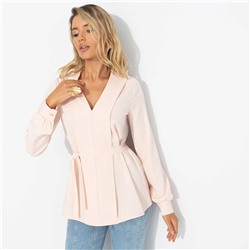 Блуза из плотного материала, Твой личный манифест (бледный персик, с поясом)