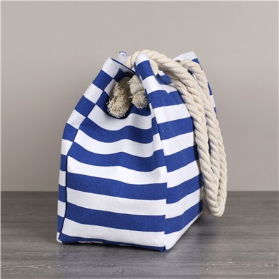 Сумка пляжная на молнии 38х30х18 см синий-белый / BB5 /уп 1/