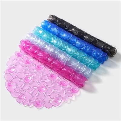 Коврик противоскользящий в ванну на присосках Доляна «Крупная галька», 35×65 см, цвет МИКС