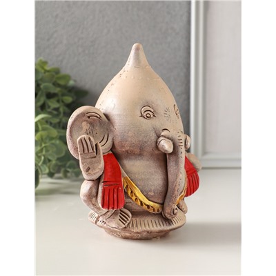 Фигурка гипс «Ганеш», 14×13×9 см, эффект состаривания, слоновая кость