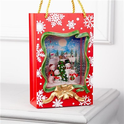 Светодиодная фигура «Подарочный пакет» 15×23×7 см, пластик, батарейки ААх3 (не в комплекте), USB, свечение тёплое белое