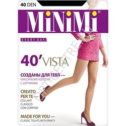 Vista 40 Minimi Тонкие матовые колготки плотностью 40 ден, с широким комфортным поясом, усиленными шортиками и укрепленным мыском.