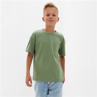 Футболка детская однотонная MINAKU: Casual Collection, цвет хаки, рост 110 см