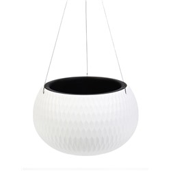 Кашпо для цветов «Жемчужина», 7 л, d=36 см, h=22 см, пластик, со вставкой, подвесное, белое