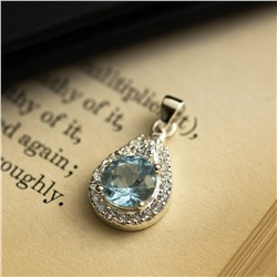 Кулон капелька, покрытие: посеребрение, вставка: цирконы и фианиты, арт.007.069