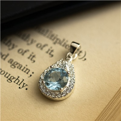 Кулон капелька, покрытие: посеребрение, вставка: цирконы и фианиты, арт.007.069