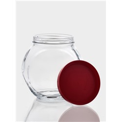 Банка для хранения сыпучих продуктов Paşabahçe Bella, 1.5 л, стекло, с красной крышкой, прозрачная